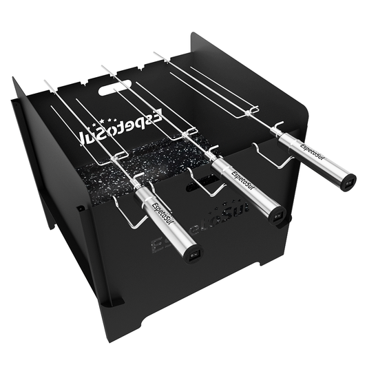 Spin A300 Foldable BBQ & Rotating BBQ Skewers (x3)