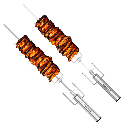 Double Premium Powered Rotating BBQ Skewer Kit
